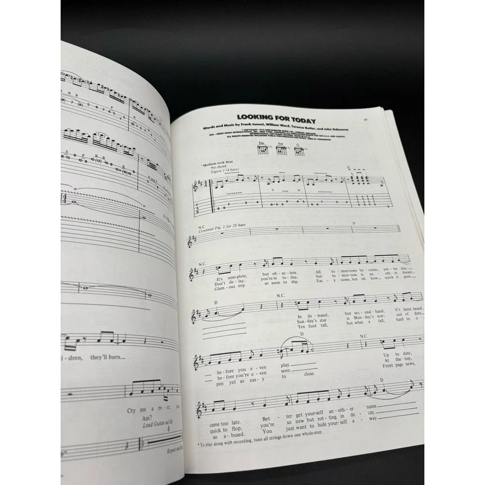 Black Sabbath Anthology Guitar TAB Songbook Amsco Ozzy Iommi Paranoid War Pigs
